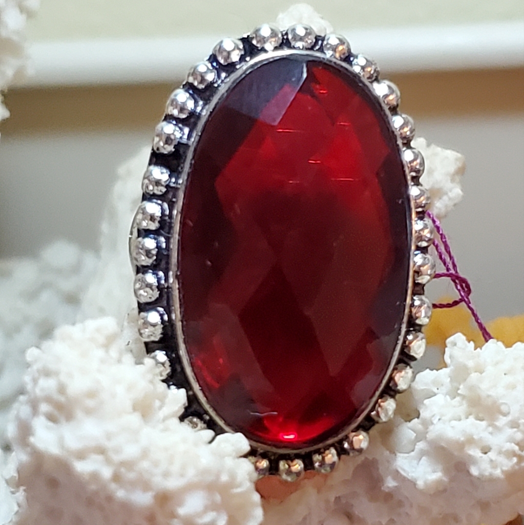 Garnet Silver Statement Ring